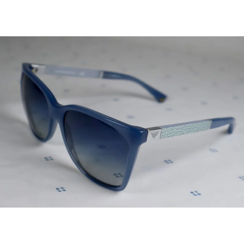 Emporio Armani EA 4075 5505/4L Blue Square Sunglasses Women 57-17-140